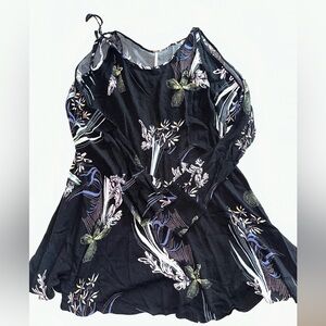 Free People Clear‎ Skies White Floral Tunic Dress Cold Shoulder Split Sleeve